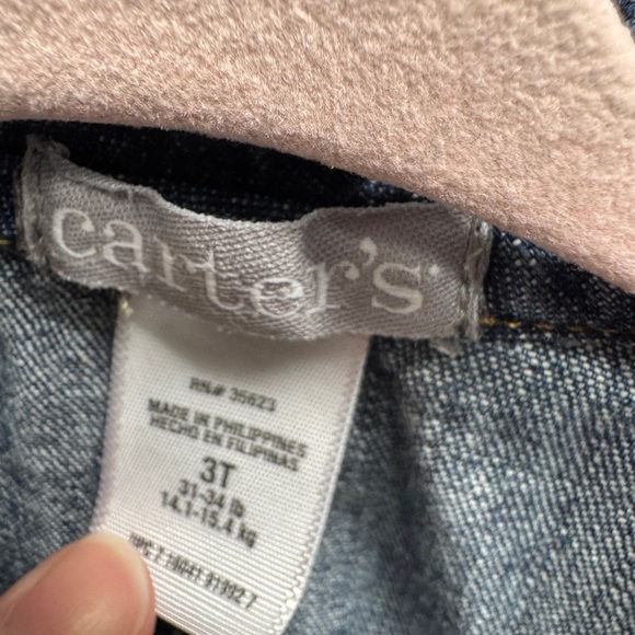 Carter's 3T Girls Blue Jean Jacket Classic Denim Style with Flower Design - Picture 4 of 6